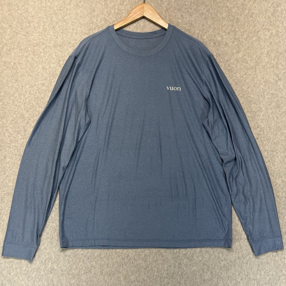 Vuori Men's Long Sleeve Performance Shirt XL Blue Heather Athletic Training Tee